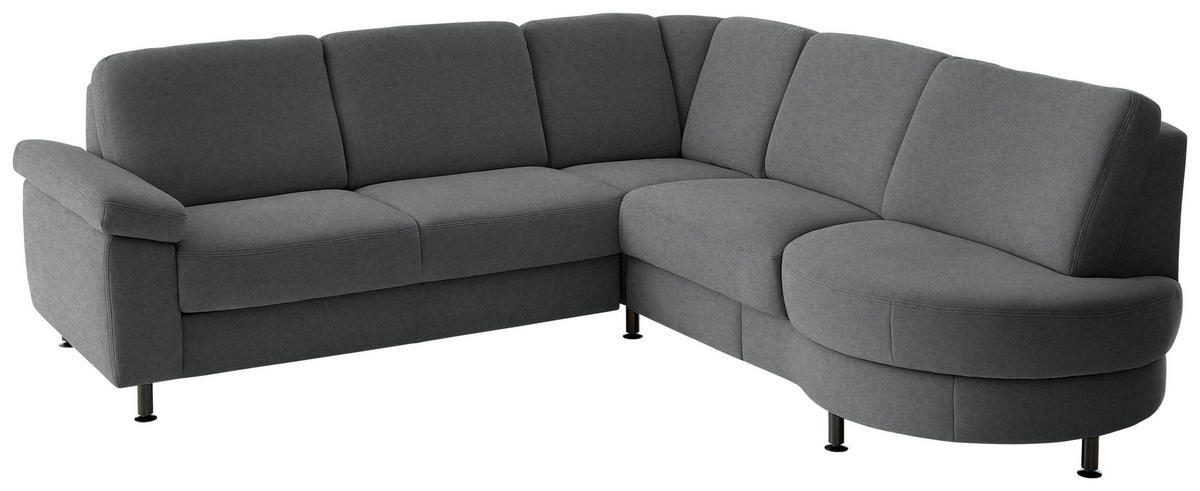 ECKSOFA Flachgewebe Anthrazit  - Anthrazit/Schwarz, Konventionell, Textil/Metall (248/252cm) - Beldomo Comfort