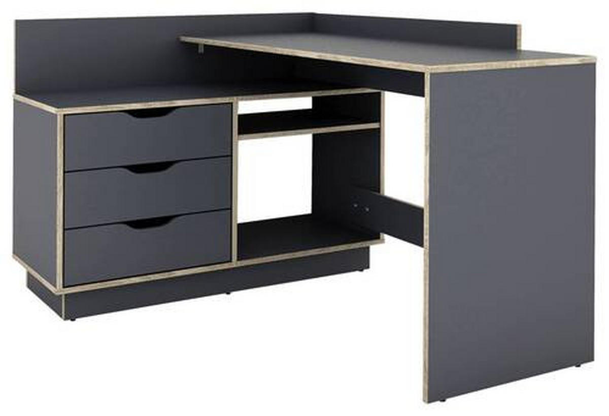 ECKSCHREIBTISCH 129/105/84 cm  in Anthrazit, Eichefarben  - Eichefarben/Anthrazit, LIFESTYLE, Holzwerkstoff (129/105/84cm) - MID.YOU