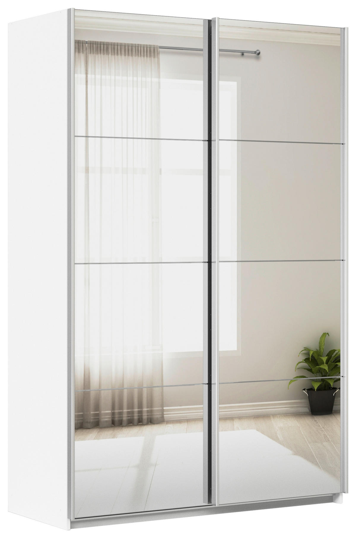 SCHWEBETÜRENSCHRANK  in Weiß  - Alufarben/Weiß, KONVENTIONELL, Glas/Holzwerkstoff (136/229/62cm) - Xora