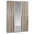 DREHTÜRENSCHRANK 3-türig Eichefarben, Weiß - Eichefarben/Alufarben, Design, Holzwerkstoff/Kunststoff (135/198/58cm) - Carryhome