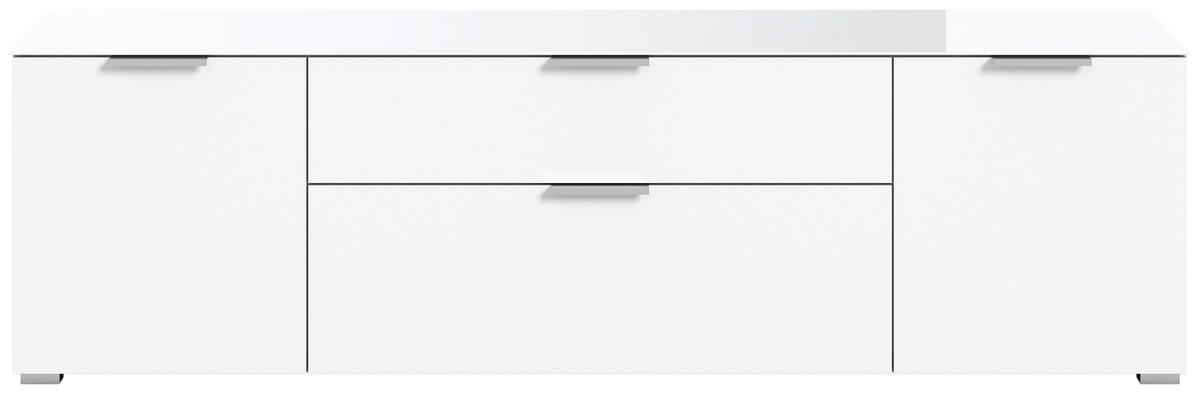 TV KOMODA   179/51/40 cm   bijela   - bijela/srebrne boje, Design, staklo/drvni materijal (179/51/40cm) - Modern Living