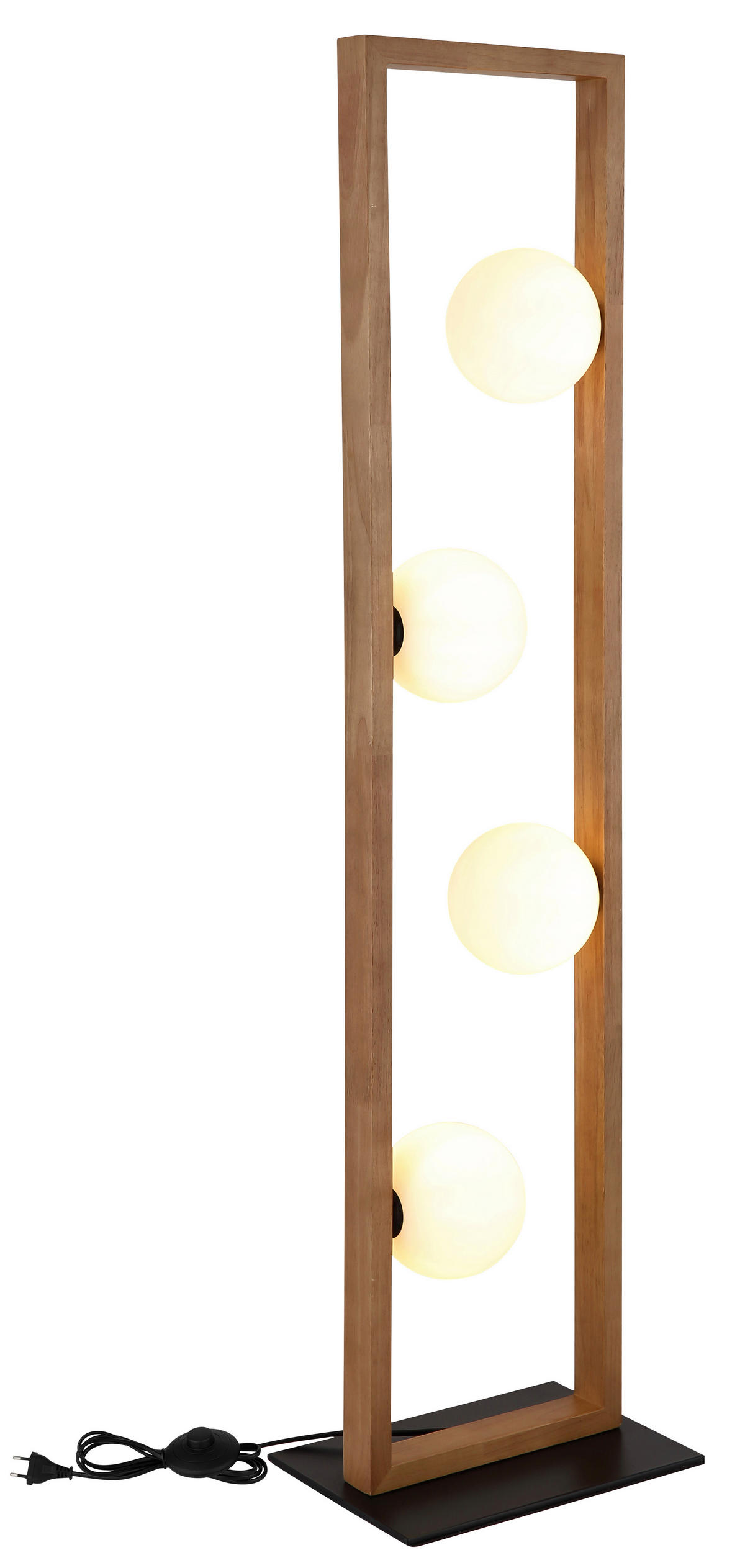 STEHLEUCHTE 28/20/110 cm    - Schwarz/Weiß, Natur, Glas/Holz (28/20/110cm)