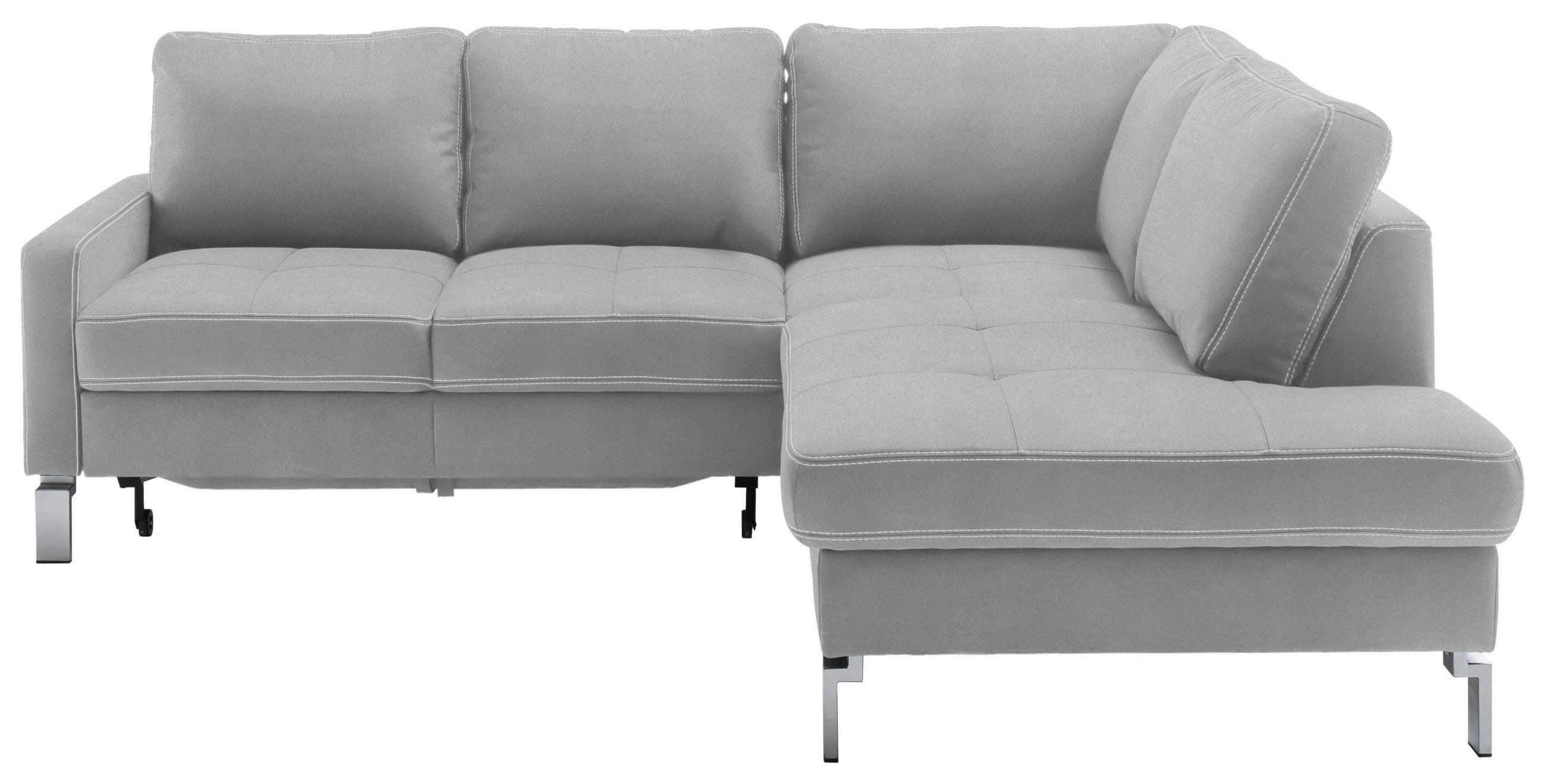 ECKSOFA in Mikrofaser Hellgrau  - Chromfarben/Beige, Design, Textil/Metall (229/200cm) - Pure Home Lifestyle
