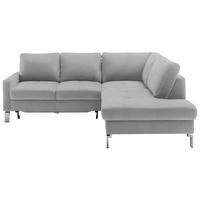ECKSOFA in Mikrofaser Hellgrau  - Chromfarben/Beige, Design, Textil/Metall (229/200cm) - Pure Home Lifestyle