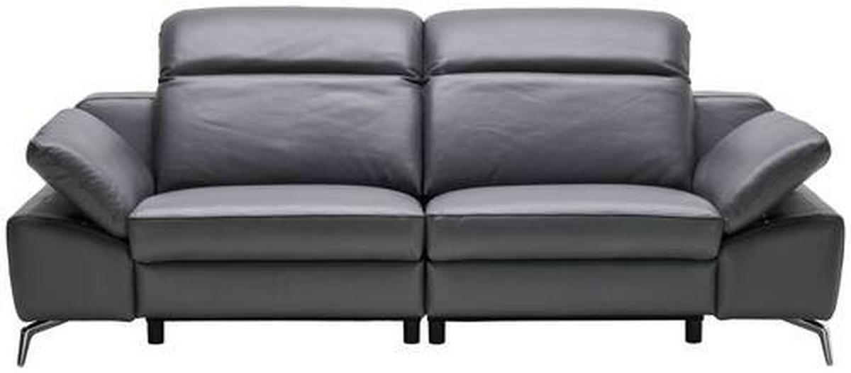 CANAPEA CU 3 LOCURI piele antracit  - antracit, Design, metal/piele (234/83-99/110cm) - Celina