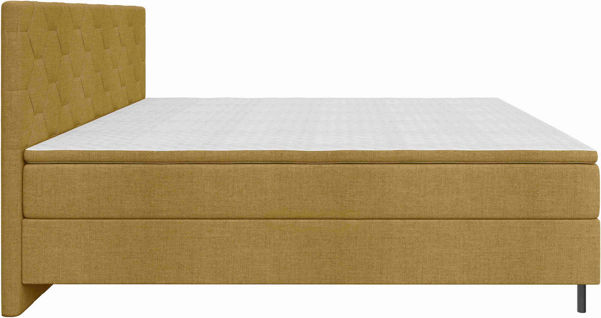 BOXSPRINGBETT 160/200 cm  in Currygelb  - Currygelb/Schwarz, KONVENTIONELL, Textil/Metall (160/200cm) - Chameo
