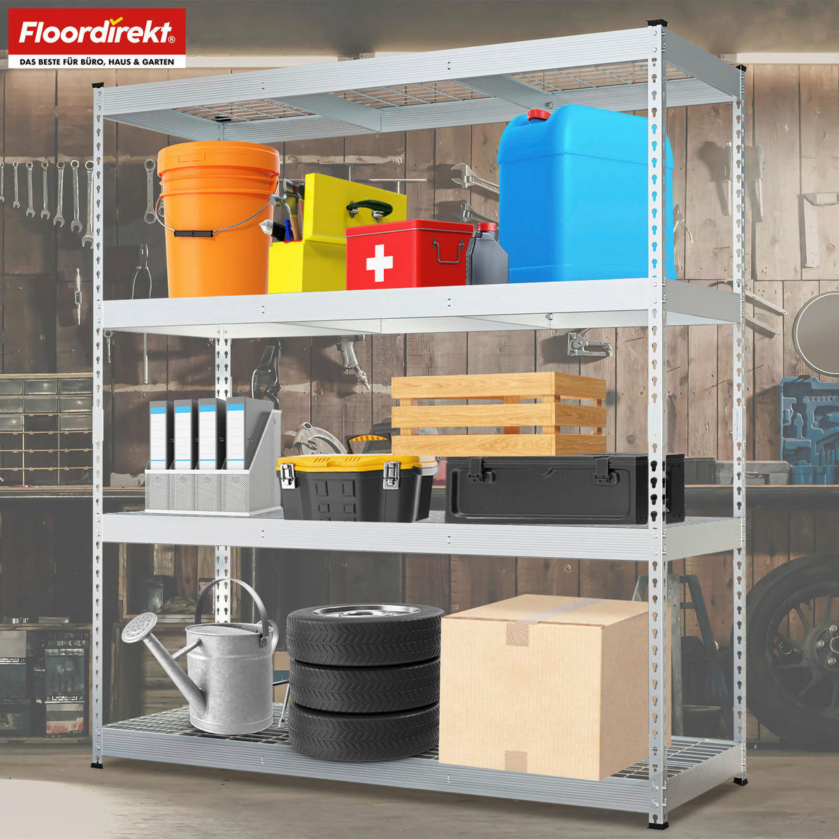 SCHWERLASTREGAL 160/180/60 cm  - Zinkfarben, Basics, Metall (160/180/60cm) - Floordirekt