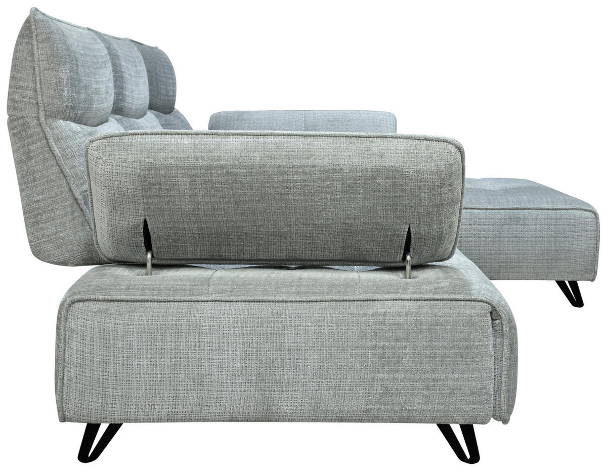 ECKSOFA Hellgrau Chenille  - Hellgrau/Schwarz, Design, Kunststoff/Textil (314/162cm) - Livetastic