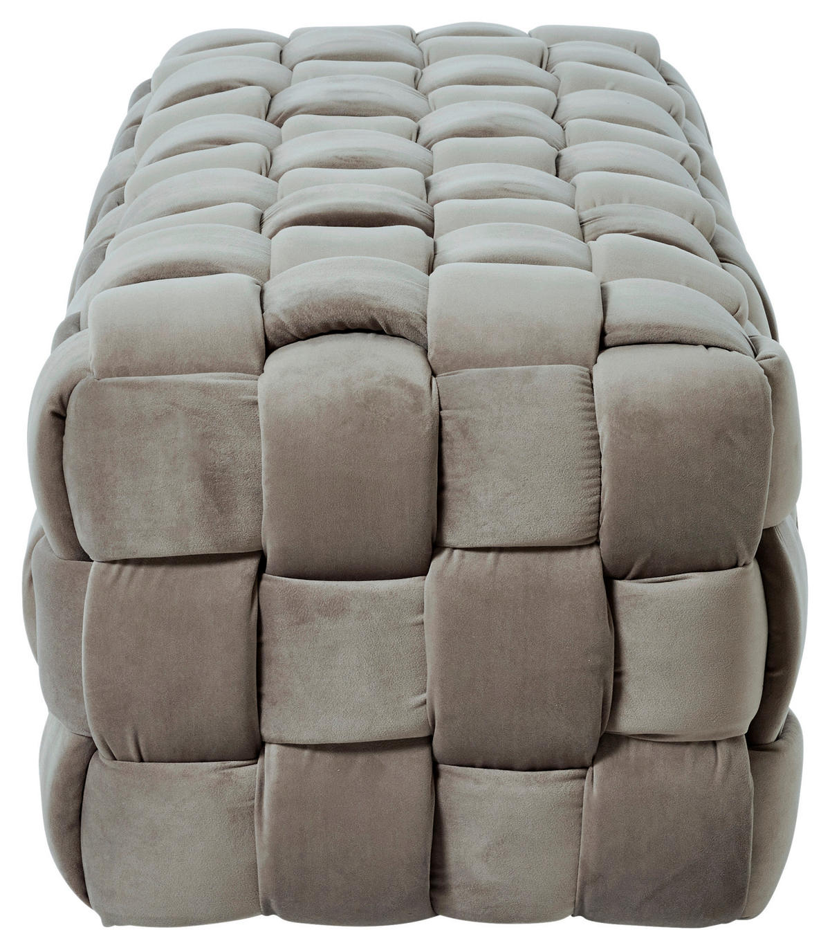 HOCKERBANK 118/43/50 cm Samt Taupe Eukalyptusholz  - Taupe, MODERN, Holz/Textil (118/43/50cm)