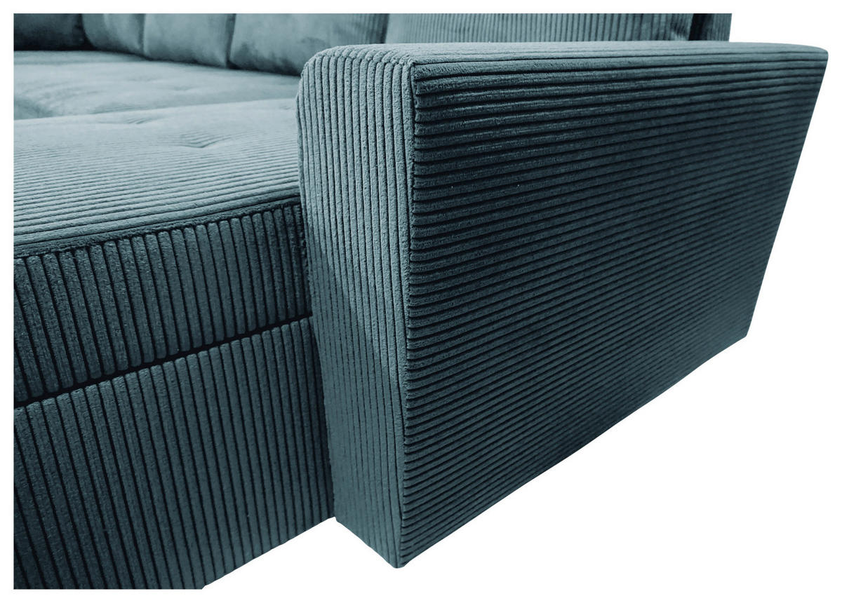 WOHNLANDSCHAFT TERMOLI in Cord Hellblau  - Schwarz/Hellblau, Design, Kunststoff/Textil (212/297/155cm) - MID.YOU