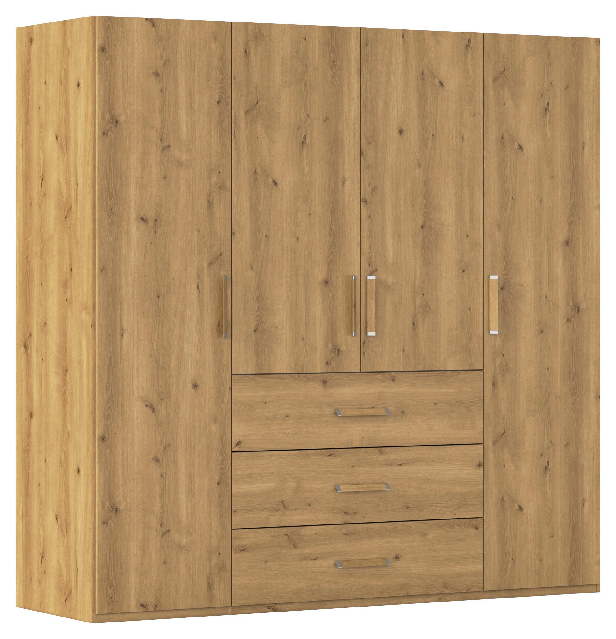 DREHTÜRENSCHRANK 201/197/60 cm 4-türig Eichefarben  - Eichefarben, Design, Holzwerkstoff/Kunststoff (201/197/60cm) - Novel