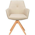 ARMLEHNSTUHL  in Echtleder pigmentiert  - Eichefarben/Beige, Design, Leder/Holz (60/87,5/63,5cm) - Novel
