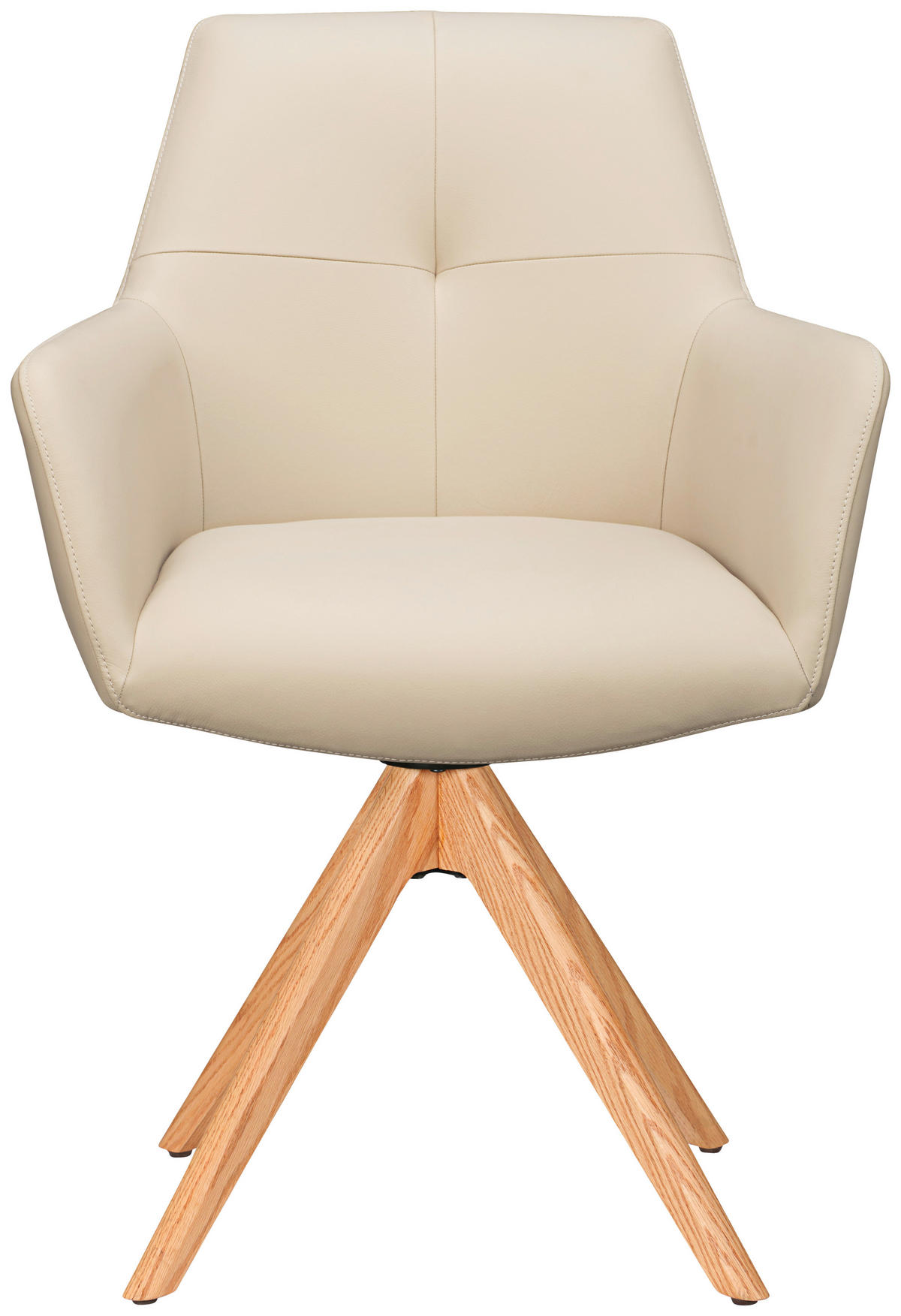 ARMLEHNSTUHL  in Echtleder pigmentiert  - Eichefarben/Beige, Design, Leder/Holz (60/87,5/63,5cm) - Novel