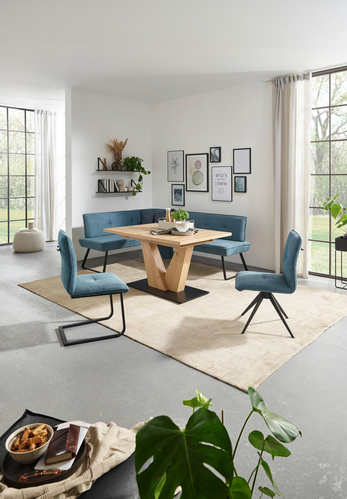 STUHL  in Stahl Flachgewebe  - Blau/Schwarz, Design, Textil/Metall (46/91/62cm) - Dieter Knoll