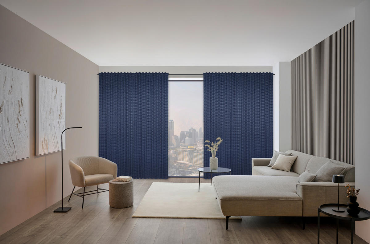 KÉSZFÜGGÖNY részben fényzáró  - kék, Konventionell, textil (140/260cm) - Dieter Knoll