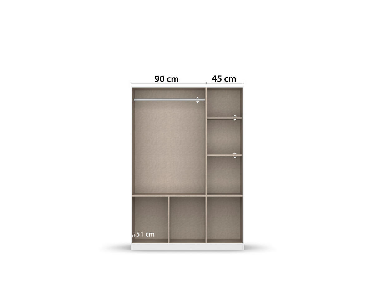 DREHTÜRENSCHRANK  in Eiche Artisan, Grau  - Chromfarben/Eiche Artisan, MODERN, Holzwerkstoff/Kunststoff (136/210/54cm) - Rauch Möbel