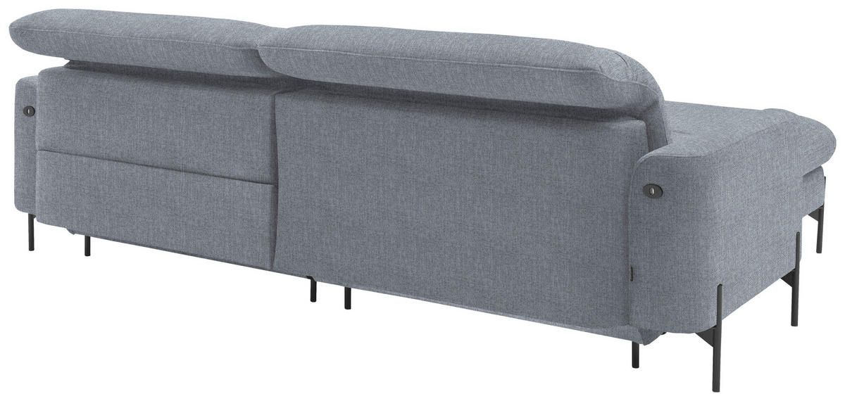 ECKSOFA in Flachgewebe Blaugrau  - Blaugrau/Schwarz, Design, Textil/Metall (191/252cm) - Dieter Knoll