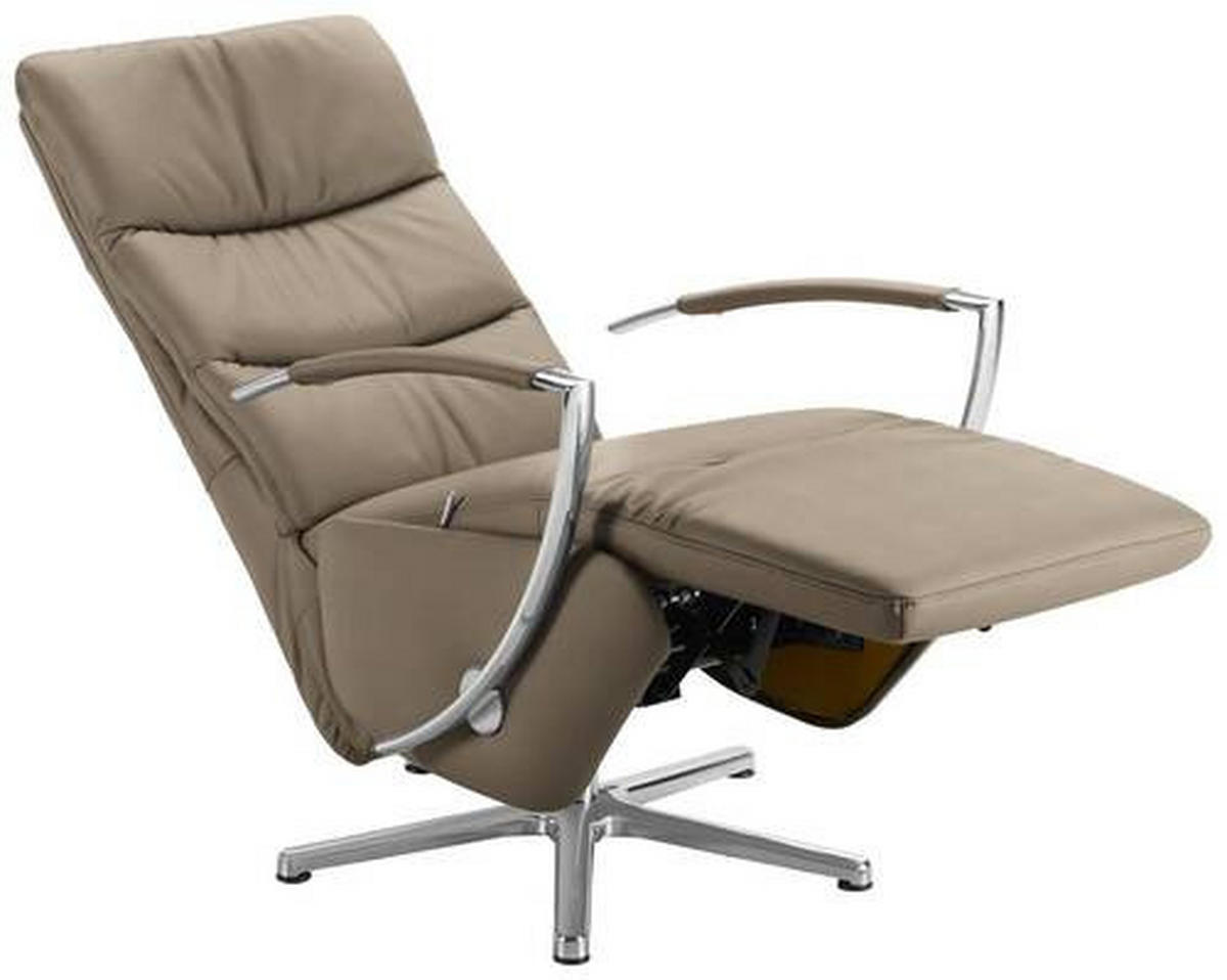 RELAXSESSEL in Leder Braun  - Chromfarben/Braun, Design, Leder/Metall (64/112/80cm) - Cantus