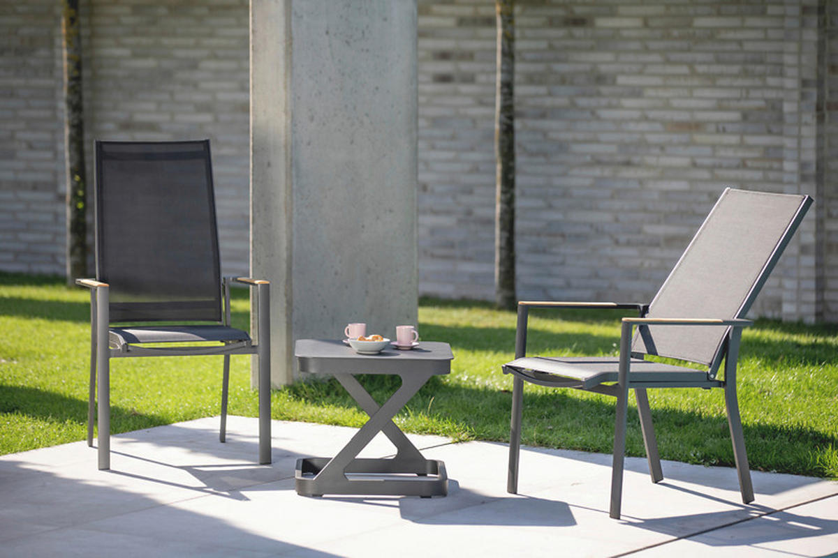 GARTENSESSEL Aluminium Anthrazit, Schwarz  - Anthrazit/Schwarz, LIFESTYLE, Holz/Textil (60/110/73cm)