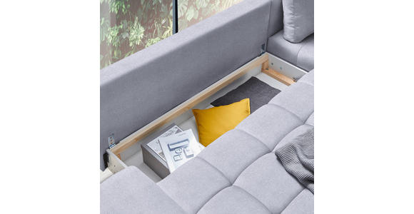 ECKSOFA Hellgrau Webstoff - Hellgrau/Schwarz, Design, Textil/Metall (315/212cm) - Carryhome