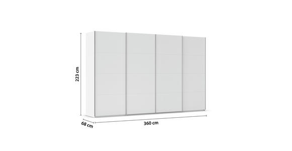 SCHWEBETÜRENSCHRANK  in Weiß  - Alufarben/Weiß, Basics, Holzwerkstoff/Metall (360/223/68cm) - Novel