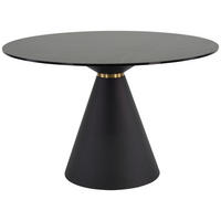 STOL ZA BLAGOVAONICU  crna  metal, staklo, keramika  - crna, Design, staklo/metal (120/120/76cm) - Novel