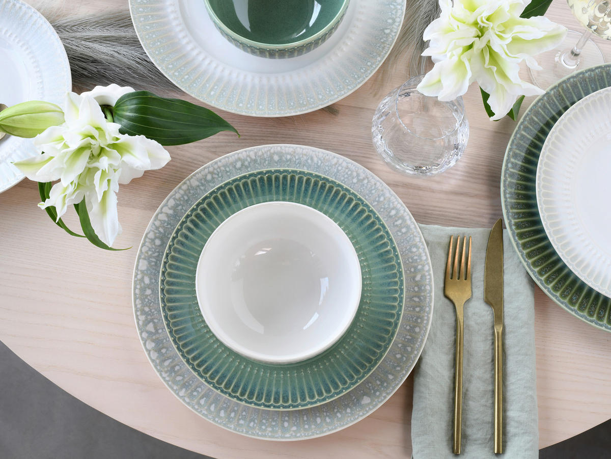TAFELSERVICE Creme, Perlmutt, Salbeigrün Celadon Mix 12-teilig  - Salbeigrün/Perlmutt, Basics, Keramik - Creatable