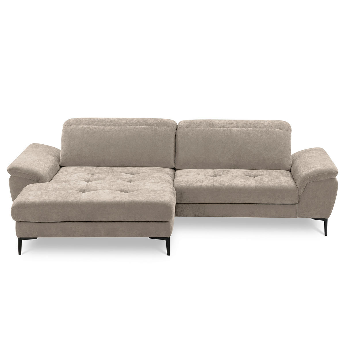ECKSOFA  Webstoff Taupe  - Taupe/Schwarz, Design, Textil/Metall (195/268cm) - Livetastic