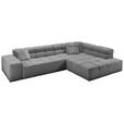 ECKSOFA in Feincord Grau  - Schwarz/Grau, Design, Kunststoff/Textil (319/215cm) - Hom`in