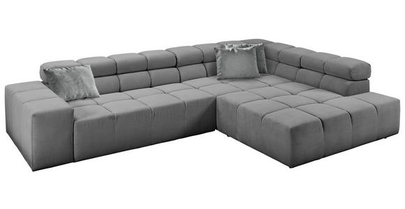 ECKSOFA in Feincord Grau  - Schwarz/Grau, Design, Kunststoff/Textil (319/215cm) - Hom`in