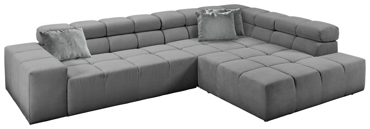 ECKSOFA in Feincord Grau  - Schwarz/Grau, Design, Kunststoff/Textil (319/215cm) - Hom`in