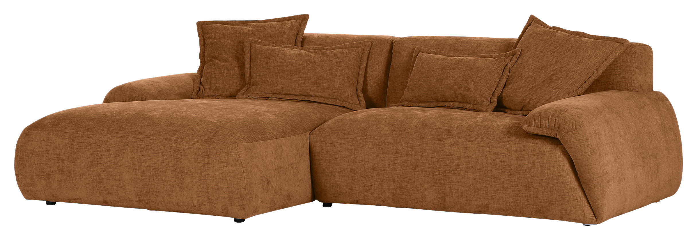 ECKSOFA in Flachgewebe Rostfarben  174/274 cm  - Rostfarben/Schwarz, KONVENTIONELL, Kunststoff/Textil (174/274cm) - Carryhome