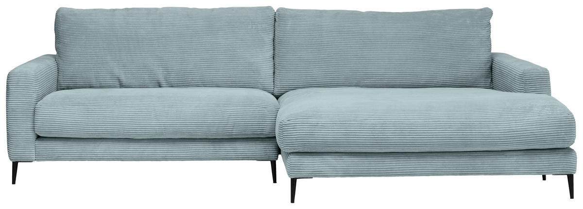 ECKSOFA Hellblau Cord  - Schwarz/Hellblau, Design, Textil/Metall (272/190cm) - Pure Home Lifestyle