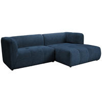 ECKSOFA in Chenille Dunkelblau  - Schwarz/Dunkelblau, Konventionell, Kunststoff/Textil (255/164cm) - MID.YOU