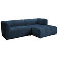 ECKSOFA Dunkelblau Chenille  - Schwarz/Dunkelblau, KONVENTIONELL, Kunststoff/Textil (255/164cm) - Ambia Home