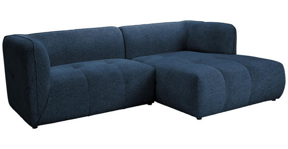 ECKSOFA Dunkelblau Chenille  - Schwarz/Dunkelblau, KONVENTIONELL, Kunststoff/Textil (255/164cm) - Ambia Home