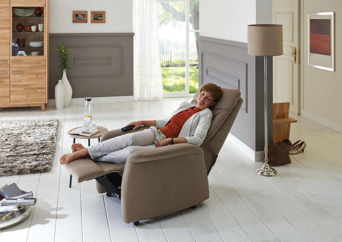 FERNSEHSESSEL  mit Relaxfunktion, Aufstehhilfe Mikrofaser Graubraun  - Graubraun/Schwarz, KONVENTIONELL, Textil (78/108/90cm) - Hukla