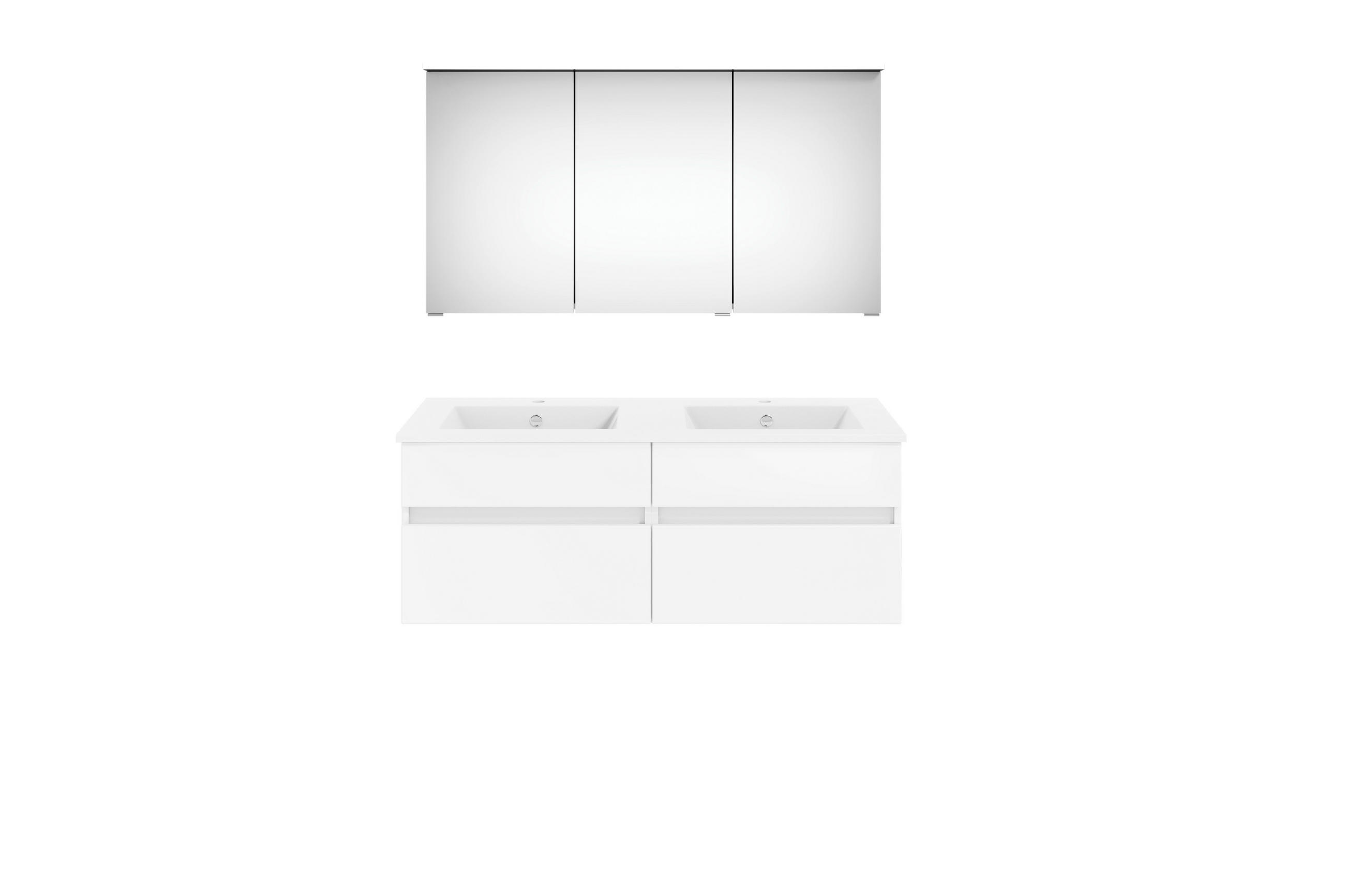BADEZIMMER  in 120 cm  - Eichefarben/Weiß Hochglanz, KONVENTIONELL, Keramik/Holzwerkstoff (120cm) - Puris
