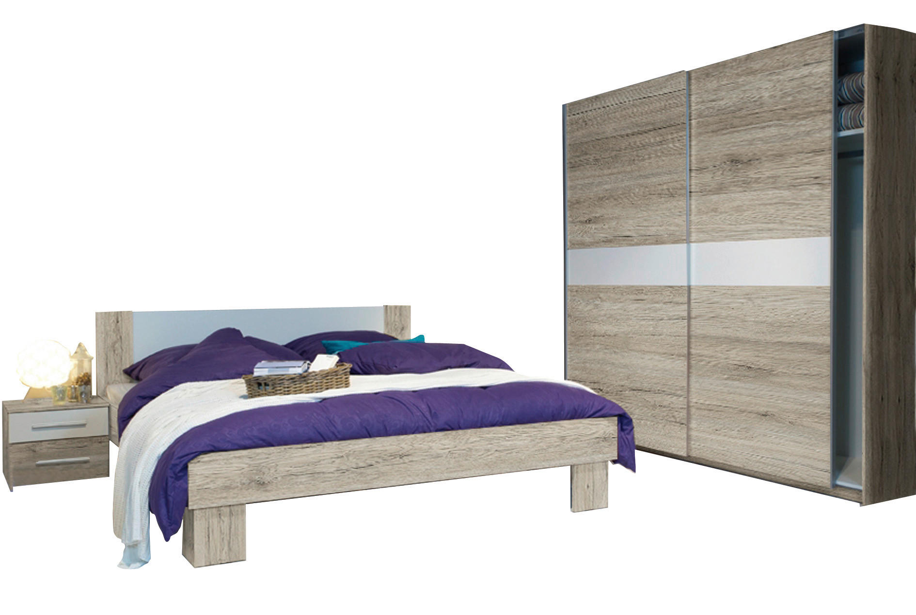 SPAVAĆA SOBA bijela, boje hrasta - bijela/boje hrasta, Design, drvni materijal - Xora