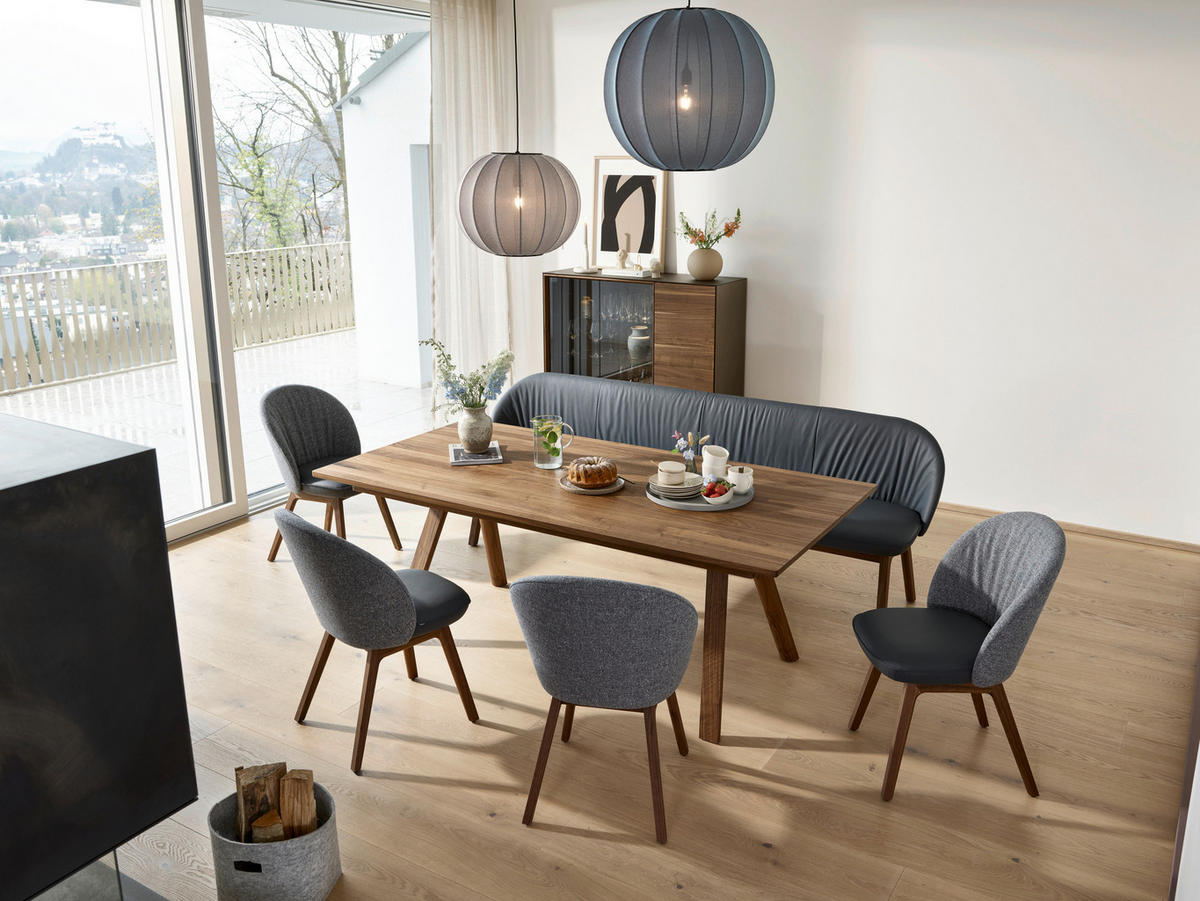 ESSTISCH in Holz 200(300)/100/75 cm  - Nussbaumfarben, Design, Holz (200(300)/100/75cm) - Team 7