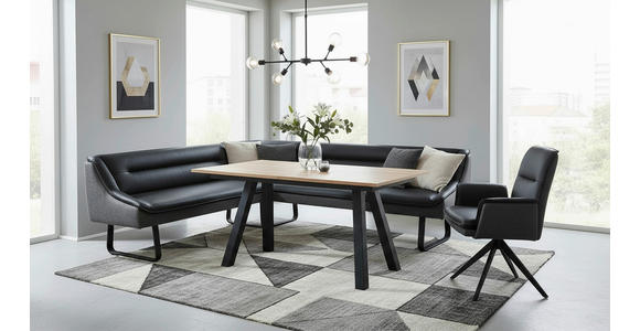 ECKBANK 178/237 cm Struktur Echtleder Schwarz   - Schwarz, Design, Leder/Textil (178/237cm) - Novel