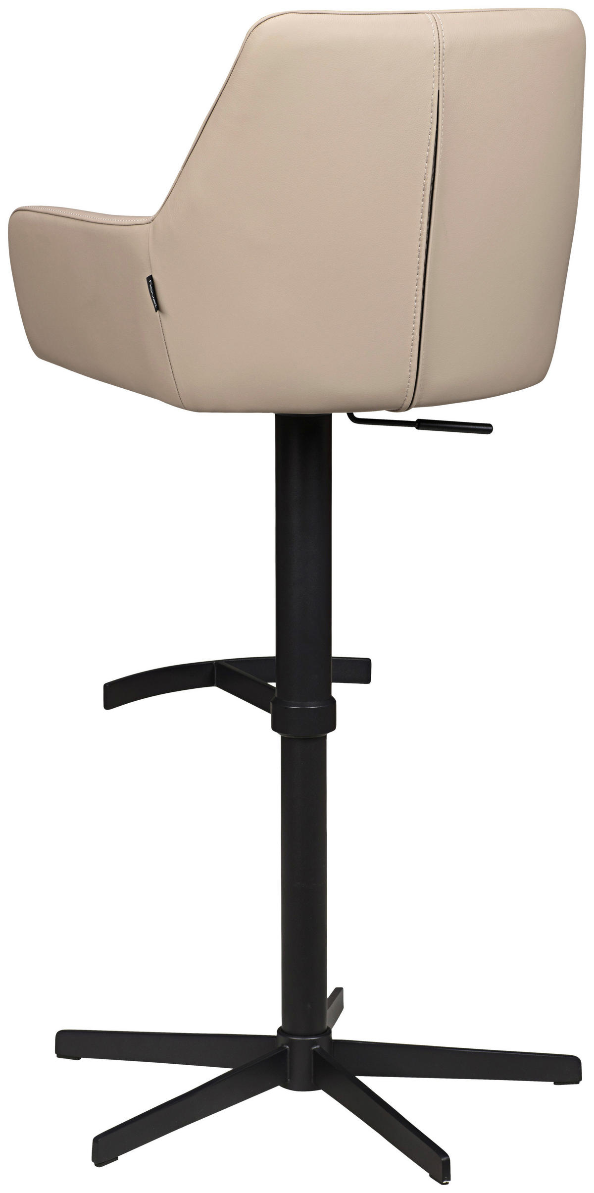 BARHOCKER Echtleder Taupe Eisen Sitzfläche 360° drehbar, inklusive Armlehnen  - Taupe/Schwarz, Design, Leder/Metall (54/99-117/52,5cm) - Novel