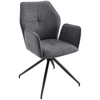 STOLIČKA S PODRÚČKAMI, železo, tkaná textília, čierna, tmavosivá - čierna/tmavosivá, Design, kov/textil (56/89/62cm) - Carryhome