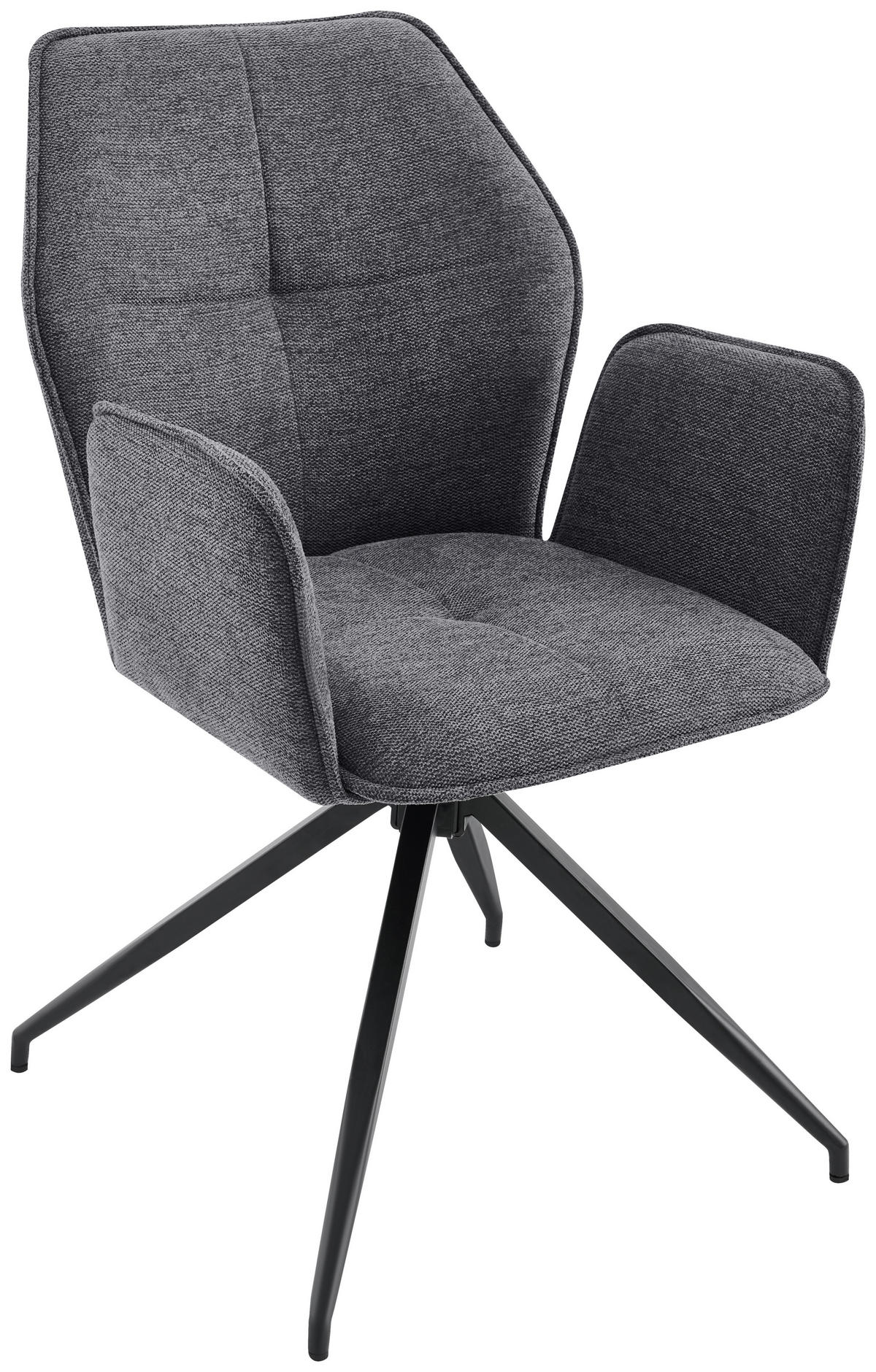 STOLIČKA S PODRÚČKAMI, železo, tkaná textília, čierna, tmavosivá - čierna/tmavosivá, Design, kov/textil (56/89/62cm) - Carryhome