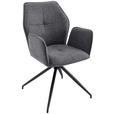 ARMLEHNSTUHL  Stoffauswahl, Sitzfläche 360° drehbar Webstoff  - Dunkelgrau/Schwarz, Design, Textil/Metall (56/89/62cm) - Carryhome