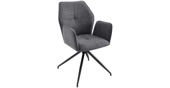 ARMLEHNSTUHL  Stoffauswahl, Sitzfläche 360° drehbar Webstoff  - Dunkelgrau/Schwarz, Design, Textil/Metall (56/89/62cm) - Carryhome