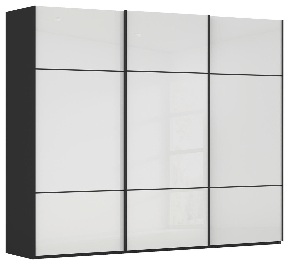 SCHWEBETÜRENSCHRANK in Schwarz, Weiss  - Weiss/Schwarz, Konventionell, Glas/Holzwerkstoff (301/223/68cm) - Novel