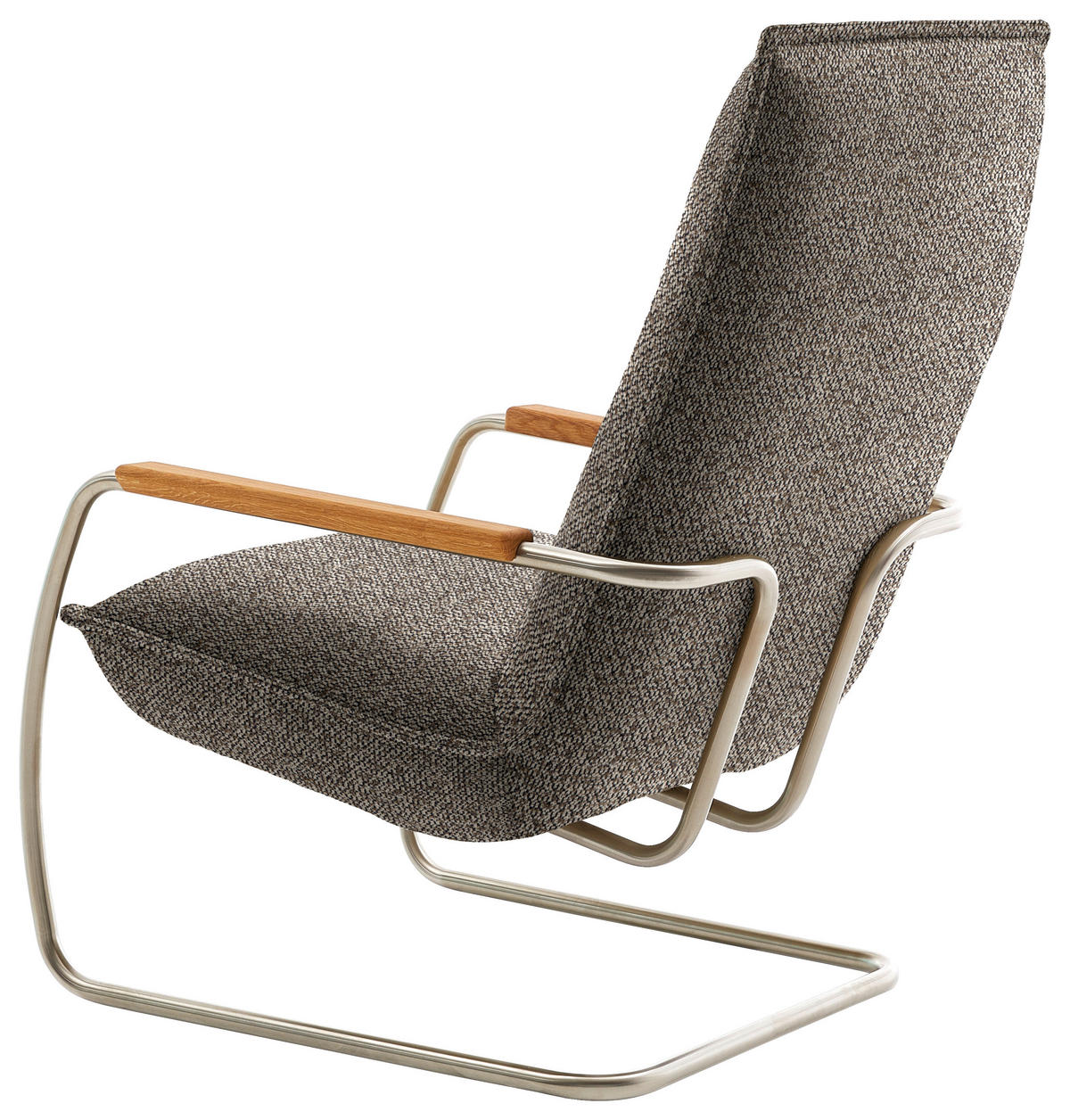 SESSEL in Flachgewebe Braun  - Edelstahlfarben/Eichefarben, Design, Holz/Textil (76/105/87cm) - Livetastic