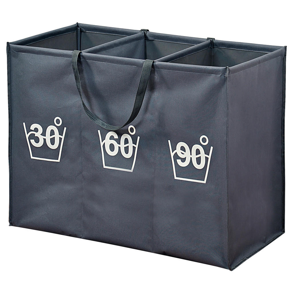 Wäschesack 3er Einteilung Grau, 74x35x60 Cm