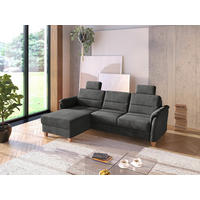 ECKSOFA PALMERA V Schwarz Flachgewebe Kopfstütze, Liegefläche im Originalstoff  - Eichefarben/Schwarz, KONVENTIONELL, Holz/Textil (163/244cm) - Sit & More